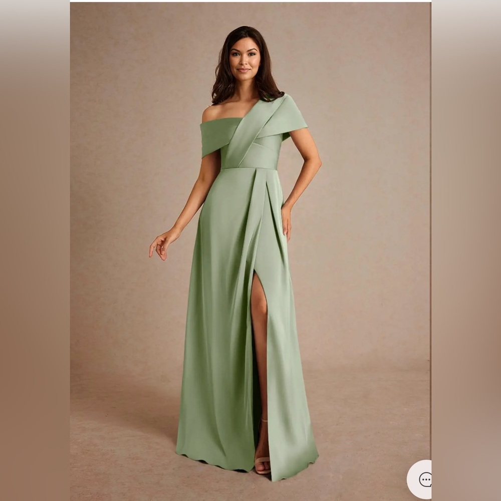 Azazie One Shoulder Sage Green Dress